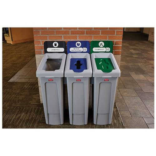 Image of Rubbermaid Commercial Products SLIM JIM Recycling Station 1-Stream Mixed Recycling Bin /Can /Kit /Station, 23 GAL, for Kitchens /Classrooms /Offices /Back of House /Higher Education /Commercial Facilities
