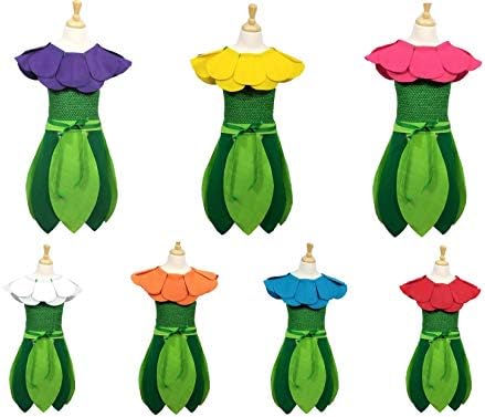 Kids Flower Costume Set - Flower Headband, Lined Crochet Top & Leaf Skirt