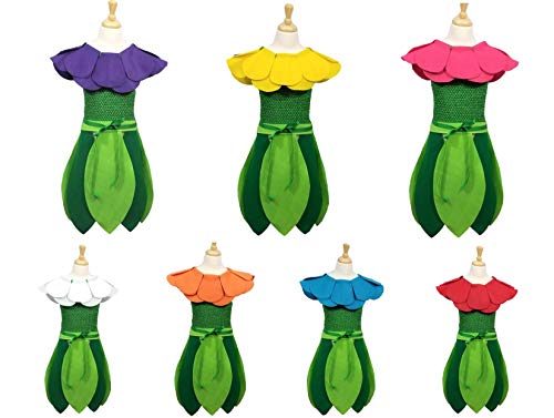 Kids Flower Costume Set - Flower Headband, Lined Crochet Top & Leaf Skirt #TOP27