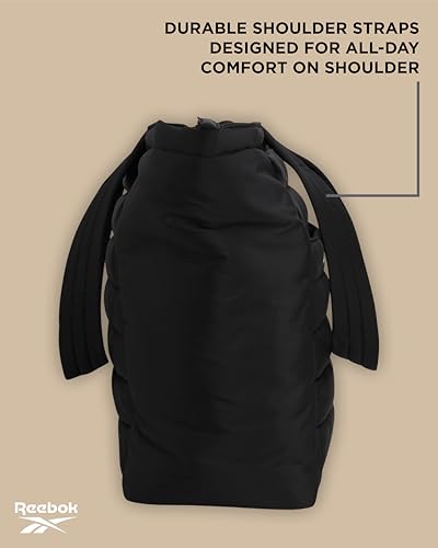 Image of Reebok Womens Tote Bag - Large Lightweight Puffer Travel Tote with Zipper - Carry On Shoulder Bag Work Bags for Women