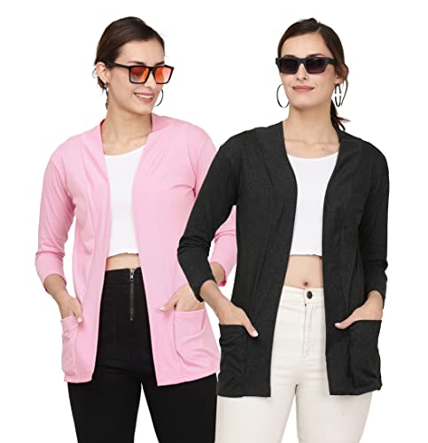 Image of Women's Cotton Shrugs with Pockets, Summer Shrugs for Ladies, Pack of Two