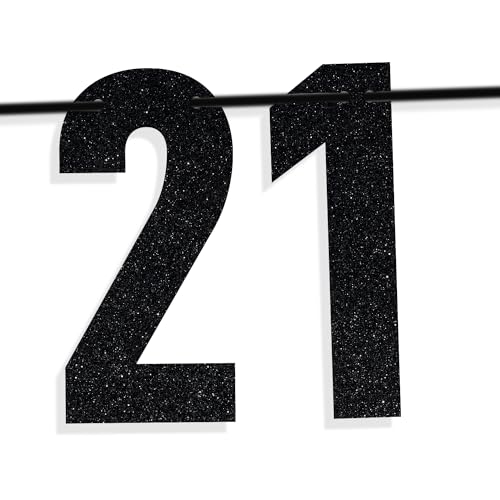 Image of Black Glitter Holy Shit You're 21 Banner, Rip Fake ID /Happy 21st Birthday /Cheers to 21 Years, Funny 21st Birthday Party Decorations Supplies