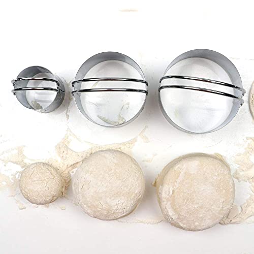 Hulisen Biscuit Cutter Set (3 Pieces/Set), Stainless Steel Round Cookies Cutter With Handle, Professional Baking Dough Tools, Gift Package #TOP1