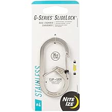 Nite IZE G-Series SlideLock #4 Dual Chamber Carabiner, Dual Security Carabiner Keychain