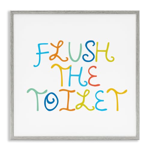 Playful Kids Bathroom Rules Sign, 12 x 12 Inch Framed Giclée Print