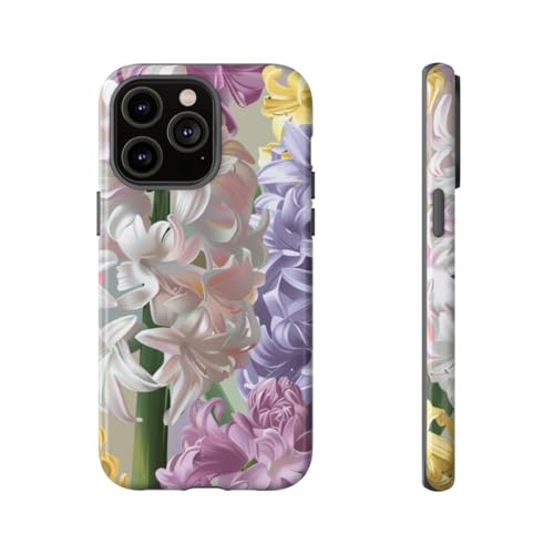 Coque iPhone 14 Pro Max jacinthe motif floral rigide et coloré