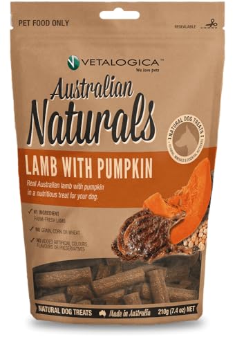 Vetalogica Australian Naturals Grain Free Large Breed Lamb with Pumpkin Treats for Dogs 210 g