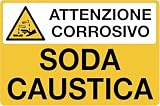 M-ITALY CARTELLO SEGNALETICO - ATTENZIONE CORROSIVO SODA CAUSTICA mod2 - Adesivo Extra Resistente, Pannello in Forex, Pannello In Alluminio (Plastica, 30x42 cm)
