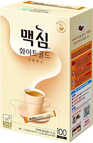 Maxim White Gold Instant Coffee Mix 1 Box, 100 Sticks