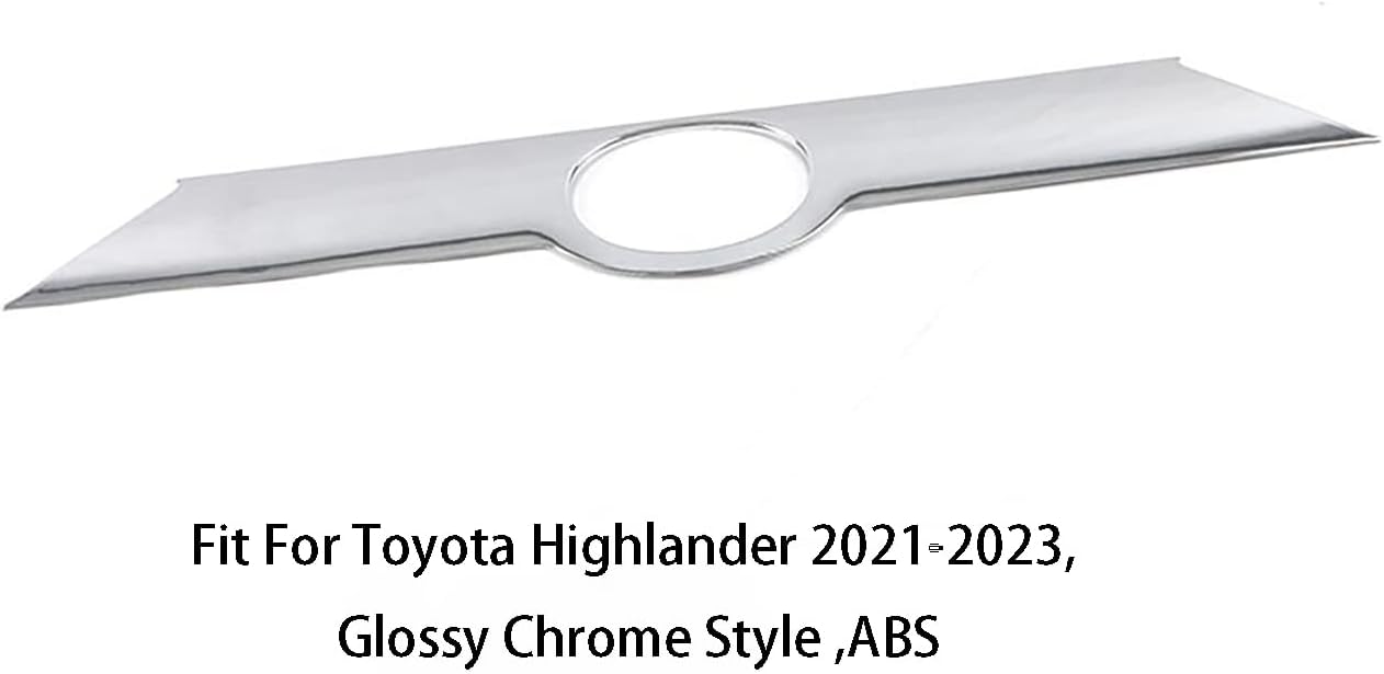 Car Accessories Tail Gate Grille Decoration Protector Guard Plate Fit for Toyota Highlander 2021 2022 2023 2024 2025 Rear Exterior Trunk Streamer Cover Trim (Glossy Chrome Style) ABS 1 PC