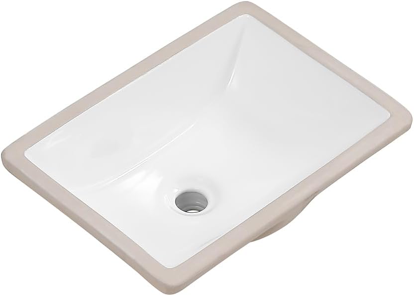 18 Inch Small Rectangle Undermount Bathroom Sink Vessel Sink Lavatory Ceramic White Vanity Top Sink with Overflow (17.7"X12.8")