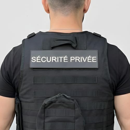 STRATE GEAR Pack Identification Bandeau Dos Sécurité Privée | Module Poitrine + Dos | Fixation Renforcé | Conforme Décret 2024 PVC Haute Résistance Fixation Scratch Noir - Equipement Securite