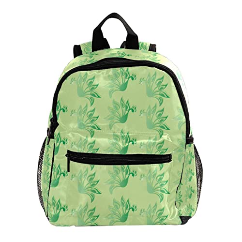Sac à dos pour enfants de 30,5 cm vert avec motif paon pour garçons et filles