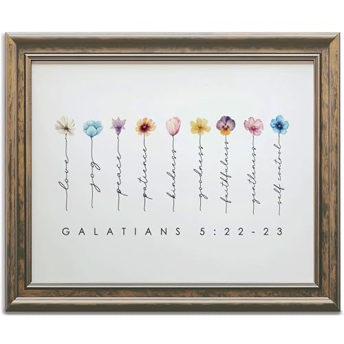 Galatians 5:22-23 Bible Verse Floral Art Print, Boho Christian Home Decor, Scripture Wall Decor, Horizontal Bible Verse, Scripture Wall Art, Fruit Of The Spirit Wall Art (8x10 inch Print Unframed)
