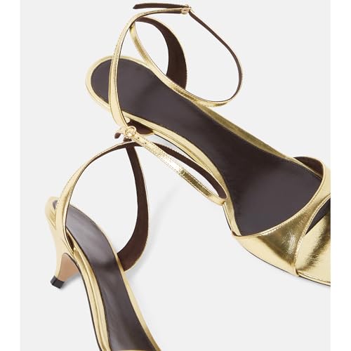 Arqa Adjustable Ankle Strap Kitten Sandals Almond Open Toe Slip On Backless Summer Low Heel Pumps Fashionable Dress Classic Wedding Simple Shoes3