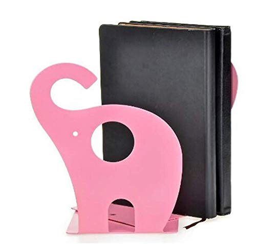 Leoyoubei Steel Book Racks Cute Elephant Art Bookends Desk Accessories & Workspace Organizers, Kids Bedroom Or Playroom, Office Or Gift -Small Books,Book Organizer Non-Slip 1 Pairs Pink #TOP1