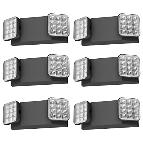 Spectsun Lighting 6 Packs Black LED Exit Sign with Emergency Lights
