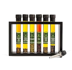 Tilz Infused Olive Oil Geschenkset - 6 x 40 ml aromatisiert, Geschenkset mit Speiseöl/Brotdipölen, | Basilikumöl, Knoblauchöl, Chiliöl, Zitronenöl, Rosmarin, Oregano | Lebensmittelgeschenke