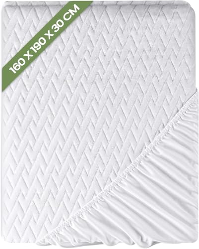 Utopia Bedding Coprimaterasso Impermeabile (160 X 190 X 30 Cm) Design Premium A Zigzag, Tessuto 3D Morbido E Traspirante, Fodera Per Materasso Regolabile Con Tasche Profonde Ed Elasticizzate - 2
