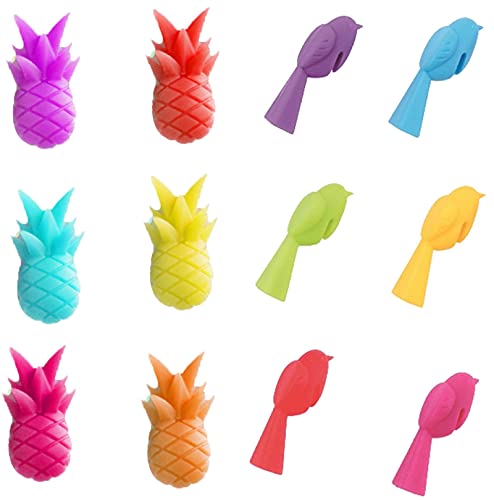 Lvjkes Marcadors de Copas de Silicona, Identificador de Copa de Vino, 12 Piezas de Logotipos de Copas de Vino, Logotipos de Copas de Vino Reutilizables, piña para Fiestas Cover
