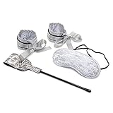 Addfect Bondage Set Fesselkunst Spitze 3 Stück Enthalten Handfesseln,Kleines Paddel und Augenbinde für Paare Flirten,Weiß