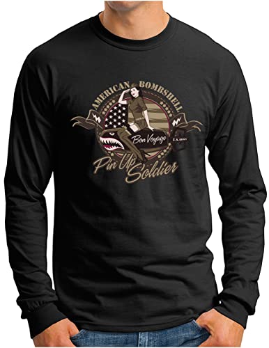 T-shirt à manches longues OM3 pour homme style militaire U.S. Army vintage en coton noir taille XXL