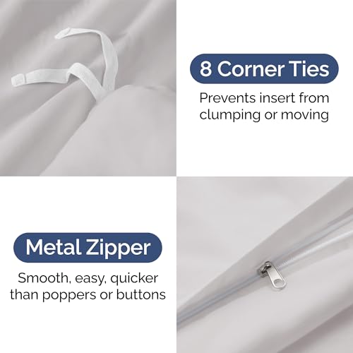 Image of Duvet Cover King Size Set - Extra Soft King Duvet Cover 104 inch x 90 inch with 2 Pillow Shams for Women, Men, Kids & Teens - Hotel Luxury w / Zipper Closures & Ties - Comfy, Cozy & Breathable (French Grey)