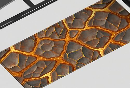 Image of Lava Floor Premium Desk Mat | Anti-Skid | Anti-Slip | 80 x 30 cm | Laptop Mat for Work from Home /Office /Gaming- Extended Mouse pad and Keyboard Desk mat