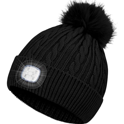 LED Beanie with Light, Hands Free Headlamp Light...
