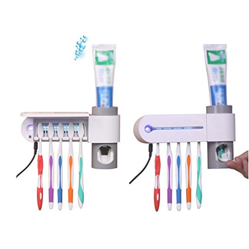Preisvergleich Produktbild JYGQ Automatische Zahnpastaspender Zahnbürste Sterilisator Dispenser Wand-montiert Saugnapf Zahnbürstenhalter waschen Rack Kleiderbügel ABS (weiß) (Farbe : A)