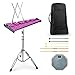 MIRIO 32 Notes Glockenspiel Xylophone Percussion Set, Glockenspiel Bell Kit With Carry Bag, Sheet Music Stand, Height Adjustable Stand, 8” Practice Pad, Drumsticks (Purple)