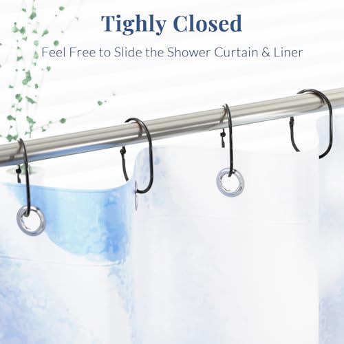 Bathway Shower Curtain Rings, Bathway Shower Curtain Hooks, Black Shower Curtain Hooks Rings Rust Proof, Anti-Drop Smooth Shower Rings for Curtain, 12 Pcs Metal Shower Hooks for Shower Curtain Rod - Thumbnail 3