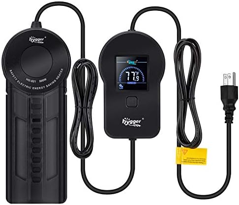 hygger 500W Aquarium Heater, Submersible Fish Tank Water Heater with External Color LED Digital Temperature Controller, Fast Heating for 60~120 Gallon