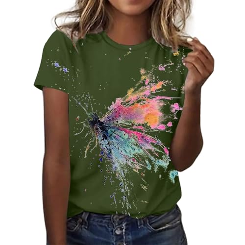 Image of Festive Top Women's Glitter Short Sleeve T-Shirt Tops Tunic Blouse Clothing Women's Elegant Sexy, Green, XL
