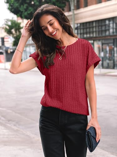 Image of AUTOMET Womens Short Sleeve Tops Fall Shirts 2026 Lightweight Sweater | Dressy Casual Blouse, Fashion Summer Clothing, Cute Spring Outfits, Business Work Tunic, Trend Boho