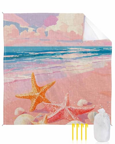 CNNKEPTBLE Beach Blanket Waterproof Sandproof Oversized,Romantic Pink Beach Sunset Beach