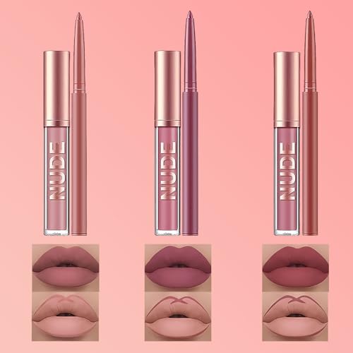 INBOLM Lip Liner and Lipstick Set,6 PCS Nude Lip Liners with Nude Lipstick for Women Nude Lipstick,Non-Stick Cup,Matte Waterproof Nude Lipstick Makeup Kits Make Up Gift Set for Lady - Image 5