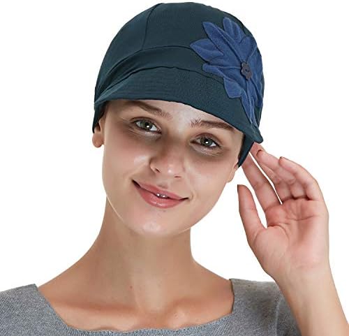 Bamboo Fashion Hat for Woman Daily Use with Brim Visor, Hats for Cancer Chemo Patients Women (Teal Dark)