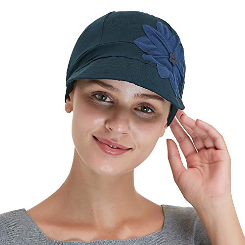 Bamboo Fashion Hat For Woman Daily Use With Brim Visor, Hats For Cancer Chemo Patients Women (Teal Dark) #TOP3