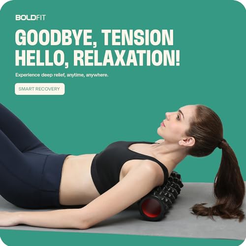 Image of Boldfit Foam Roller for Back Pain, Deep Tissue Massage and Body Pain High Density Foam Roller for Exercise Gym, Home Back Roller for Muscle Recovery Massage Roller for Stretching, Yoga -Spike, 33Cms