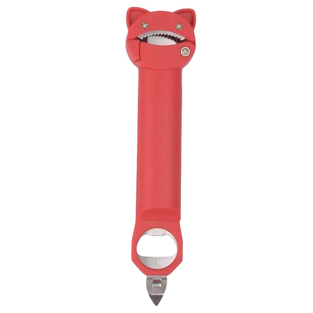 CTRLZS Magnetic Can Opener Telescopic Bottle Opener Multi-Function Cap Opener Anti-Slip Manual Cap Screwer Red