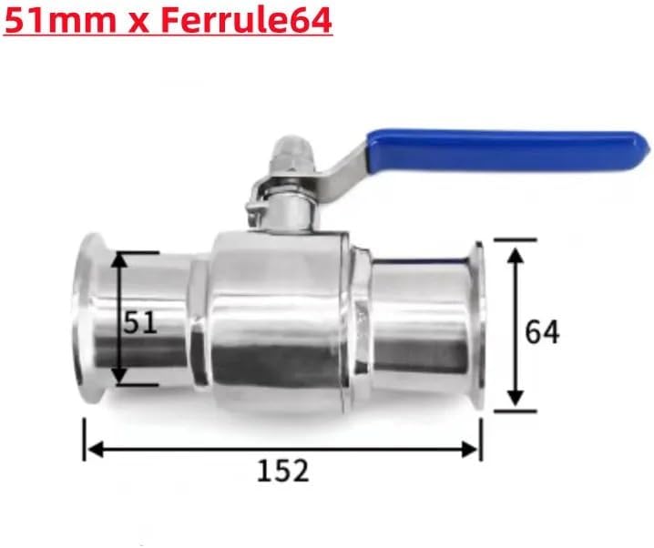 304 stainless steel 51mm x Ferrule64 quick-loading ball valve clamp type straight-through manual valve Plumbing Fittings
