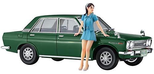 Datsun Bluebird 1600 SSS Hasegawa SP477 maquette voiture ancienne 1/24 figurine femme années 60
