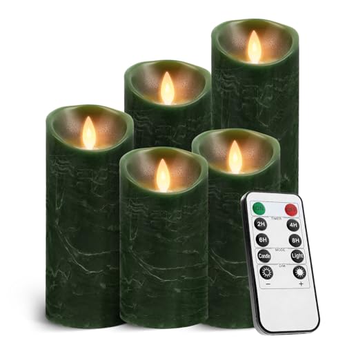 RanBluu 5er Set LED Kerzen mit Timer, elektrische flackernde batterie...