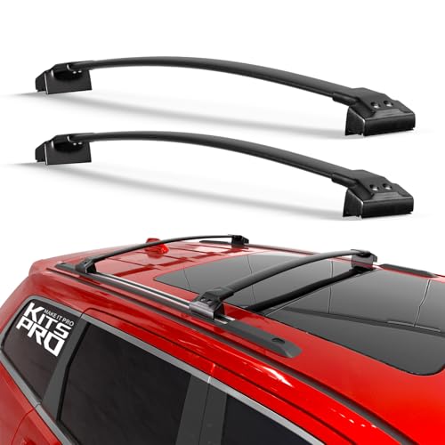 KitsPro 260lb Roof Rack Cross Bars for 2011-2021 Jeep Grand Cherokee (ONLY FIT Factory Grooved Side Rails), Matte Black Heavy Duty Aluminum Cargo Crossbar