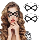 Asuaxy 2PCS Black Cat Woman Mask Leather Half Face Cat Eye Masquerade Mask Women Cosplay Costume Accessories for Halloween