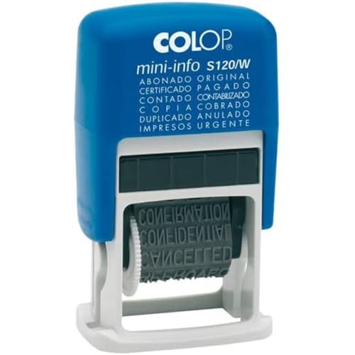 Sello de entinaje s 120/wd formula/fecha 4mm español azul/negra colop 105001