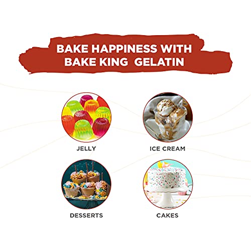 Image of BAKE KING Gelatin Powder 80GM, Gelatin Powder for jelly Making Food Grade and Face Mask, Gelatin for Cooking /Baking for Candies, Marshmallows, Cakes, Ice Cream, Desserts, Aspic, Corn, and Confections