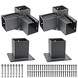 Deck Man 4x4(Actual Size: 3.5x3.5inch) Stainless Steel 3-Way Right Corner Bracket with Flange Anchor