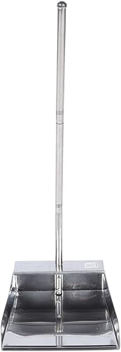 Angoily Recogedor de metal de acero inoxidable, mango largo, recogedor de cocina para garaje, hogar y patio, accesorios de barrido para el hogar